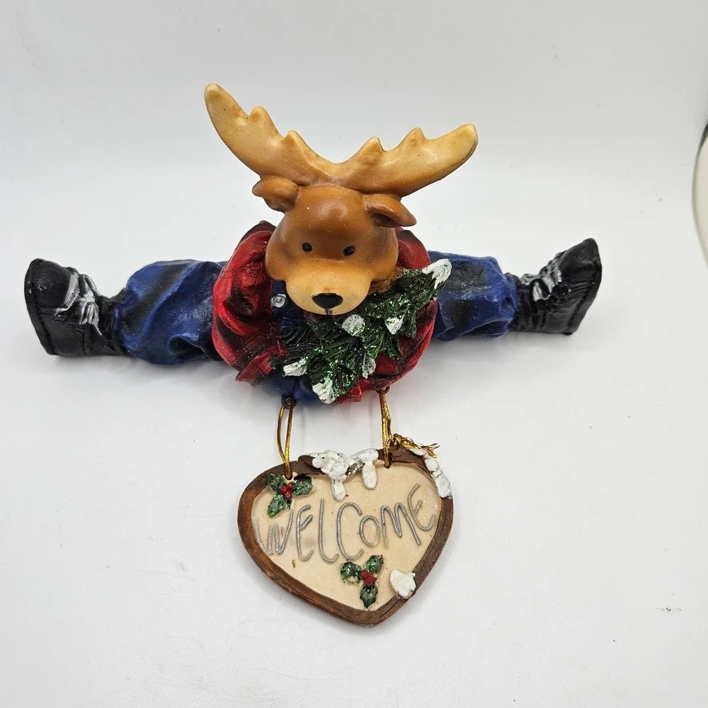 Vintage‎ Jubilee Giftware Moose Reindeer Welcome Figurine Cabin Christmas Decor